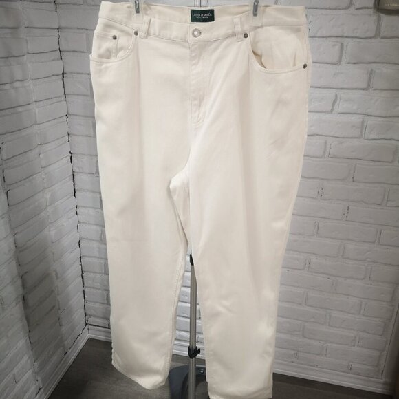 Lauren Jeans Co. Ralph Lauren Ladies Size 18W Cream  Straight Leg Pants - Picture 1 of 12